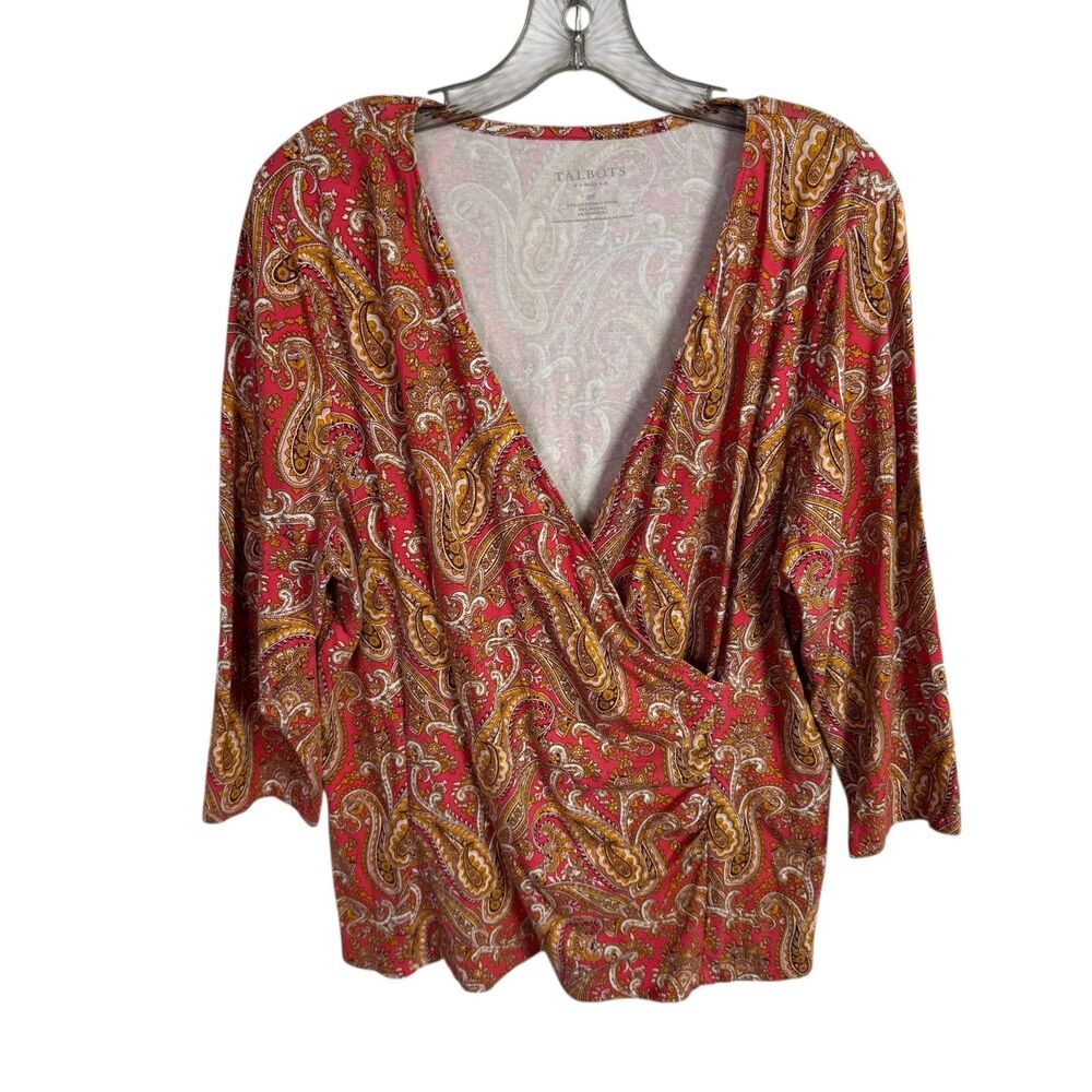 Talbots Women's Top Size 2X Paisley Print 3/4 Sleeves